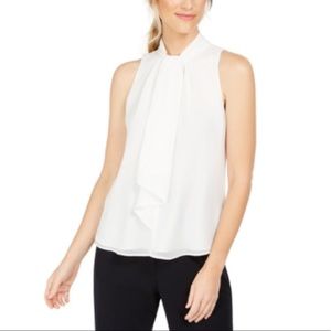 Calvin Klein Petite Ruffle-Front Mock-Neck Top